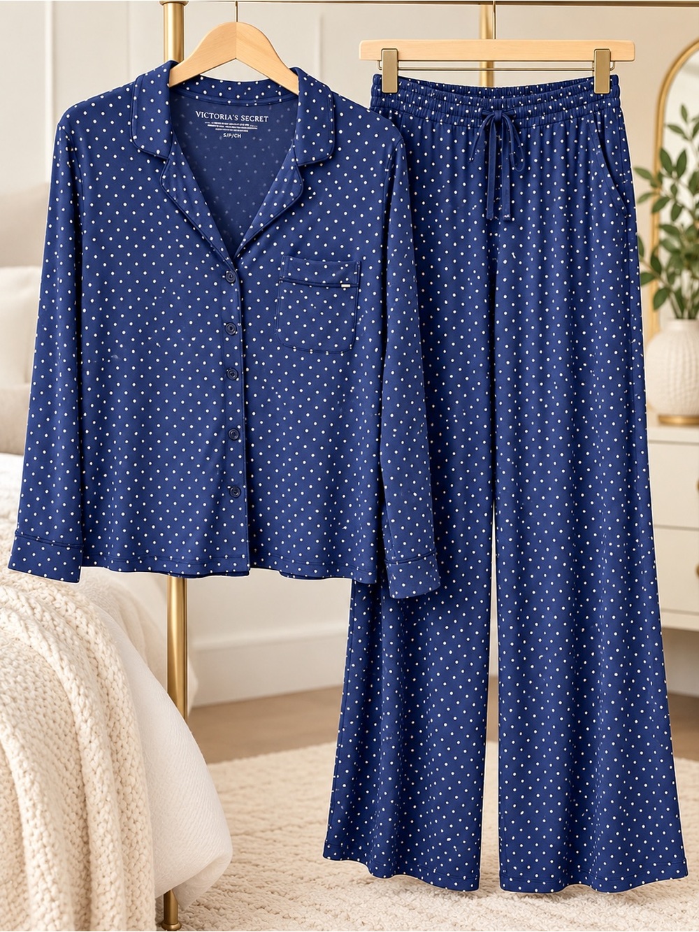 Victoria’s Secret Modal Polka Dot Pajama Set Wide Leg Pants S